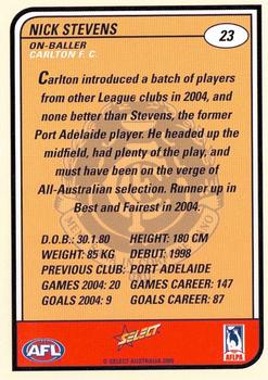 2005 Select Tradition AFL #23 Nick Stevens Back